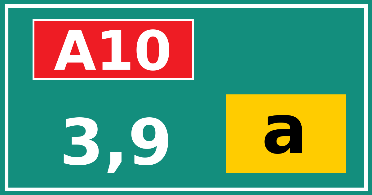 Hectometerbord A10 3,9 letter a