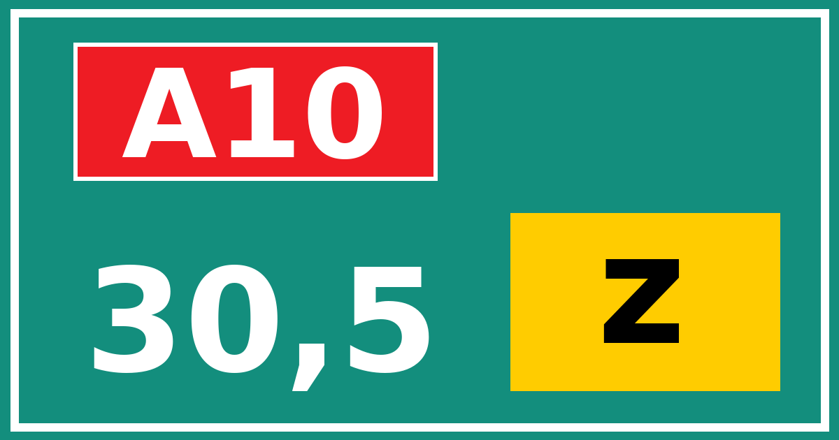 Hectometerbord A10 30,5 letter z