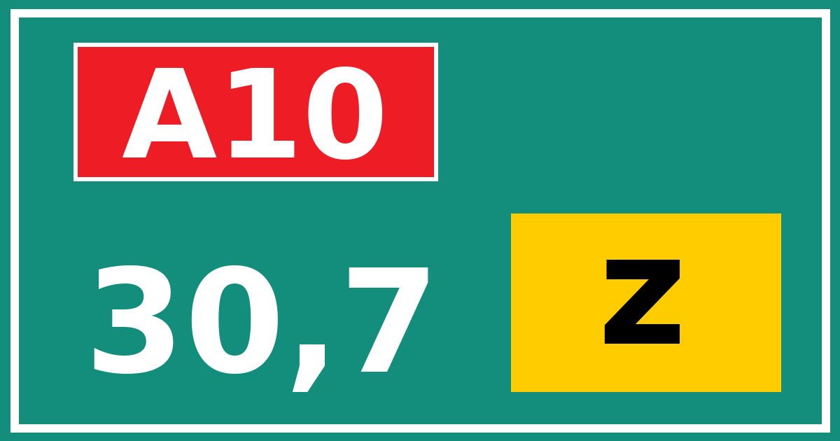 Hectometerbord A10 30,7 letter z