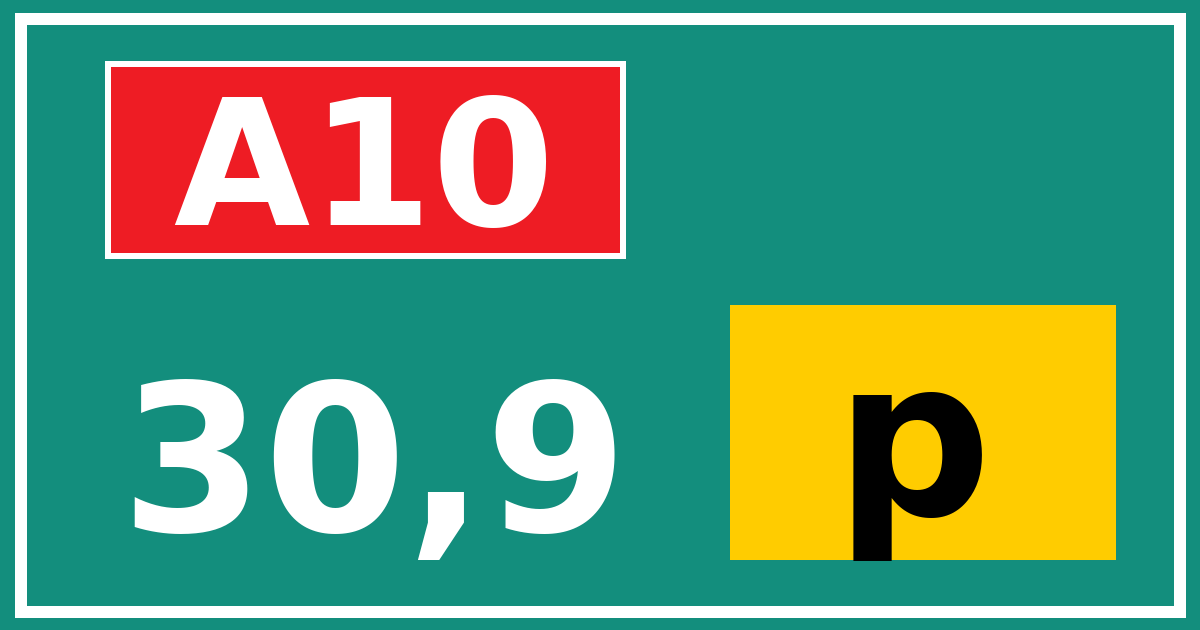 Hectometerbord A10 30,9 letter p