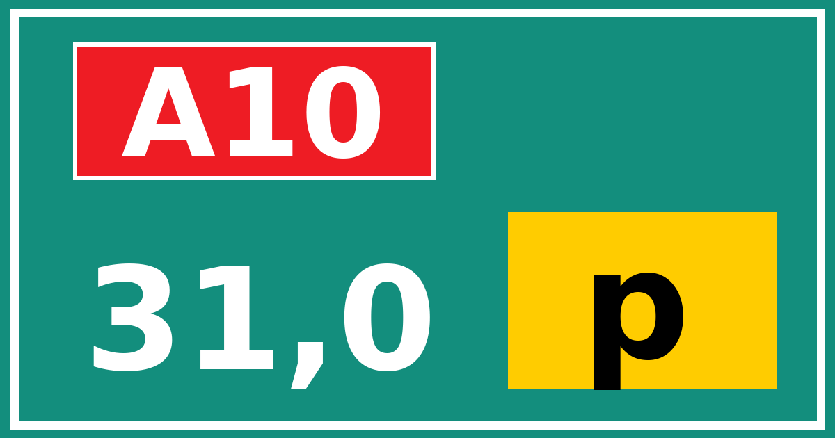 Hectometerbord A10 31,0 letter p