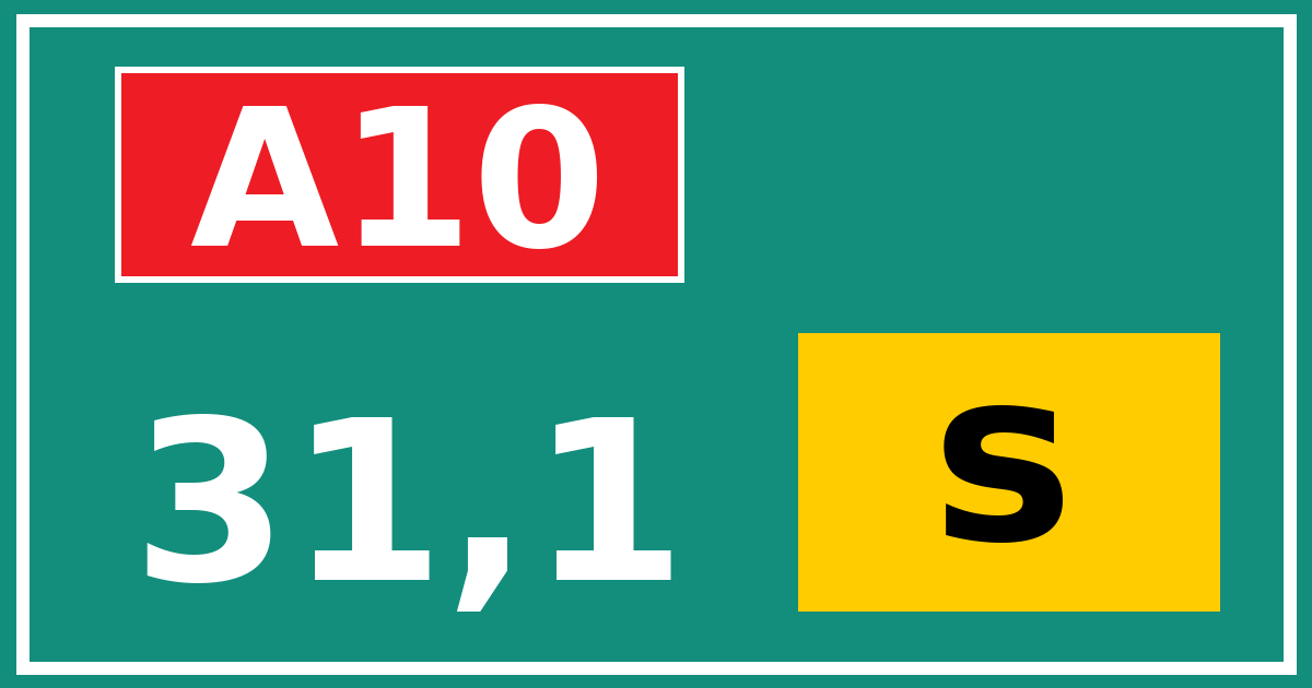 Hectometerbord A10 31,1 letter s
