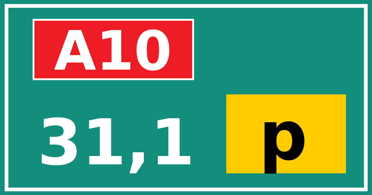 Hectometerbord A10 31,1 letter p