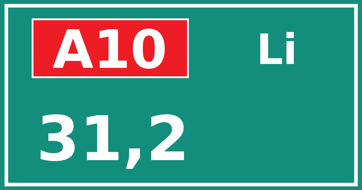 Hectometerbord A10 31,2 zijde Li