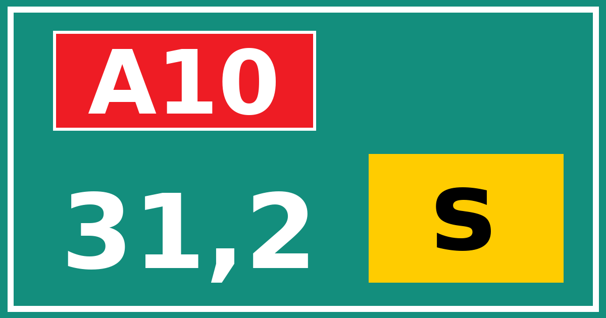 Hectometerbord A10 31,2 letter s