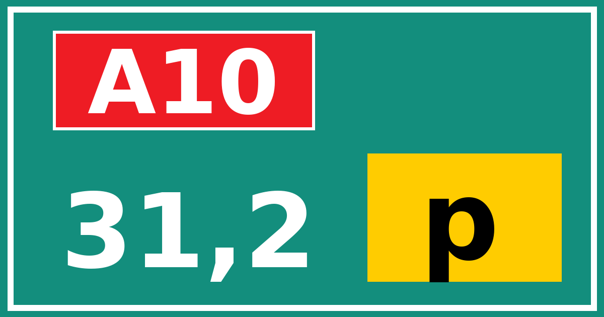 Hectometerbord A10 31,2 letter p