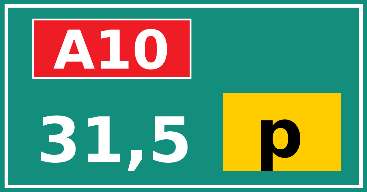 Hectometerbord A10 31,5 letter p
