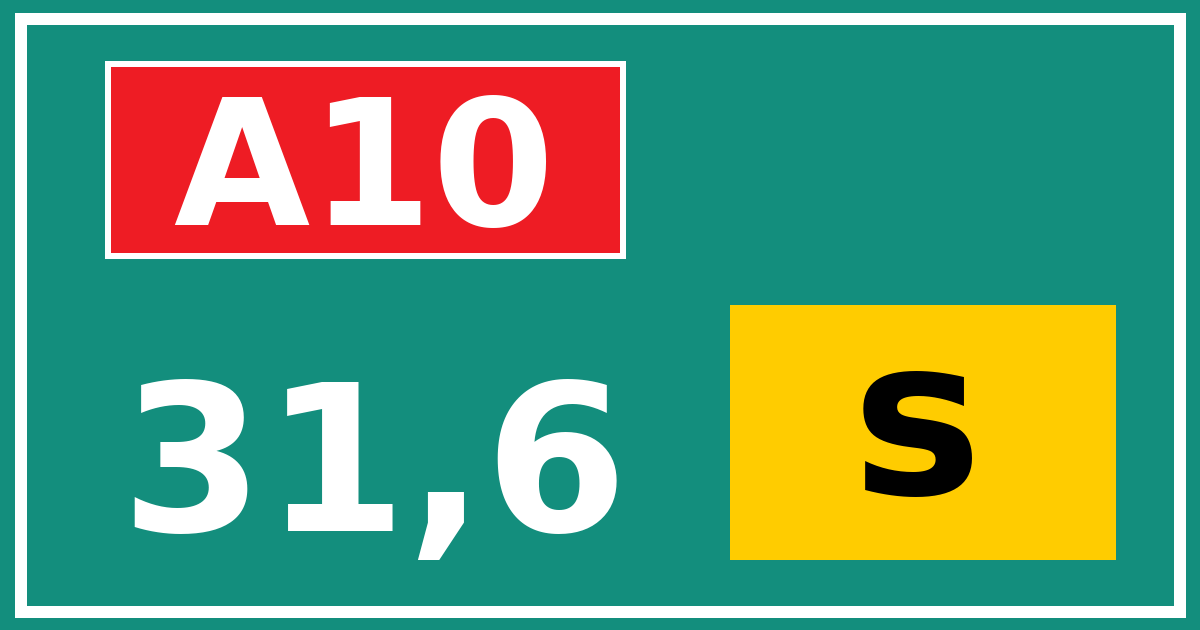 Hectometerbord A10 31,6 letter s