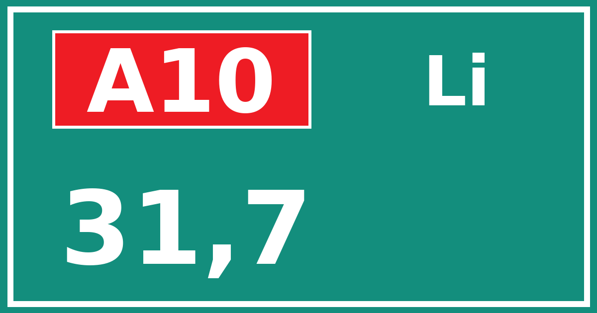 Hectometerbord A10 31,7 zijde Li