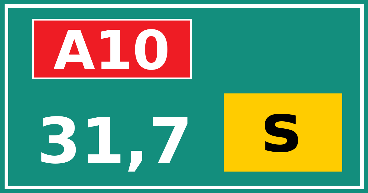Hectometerbord A10 31,7 letter s