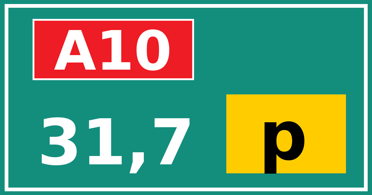 Hectometerbord A10 31,7 letter p