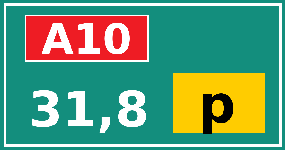 Hectometerbord A10 31,8 letter p