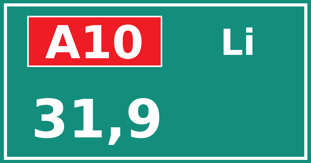 Hectometerbord A10 31,9 zijde Li