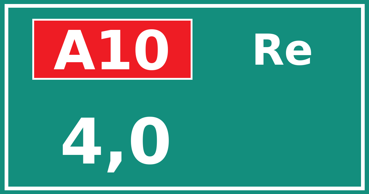 Hectometerbord A10 4,0 zijde Re