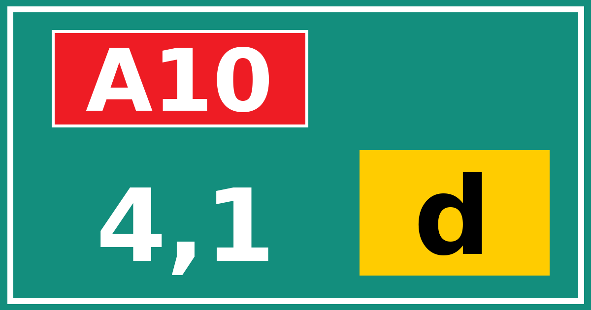 Hectometerbord A10 4,1 letter d