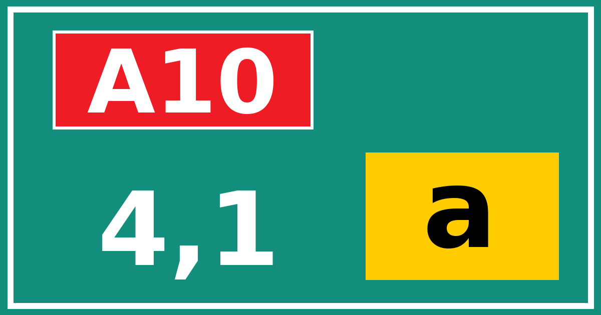 Hectometerbord A10 4,1 letter a