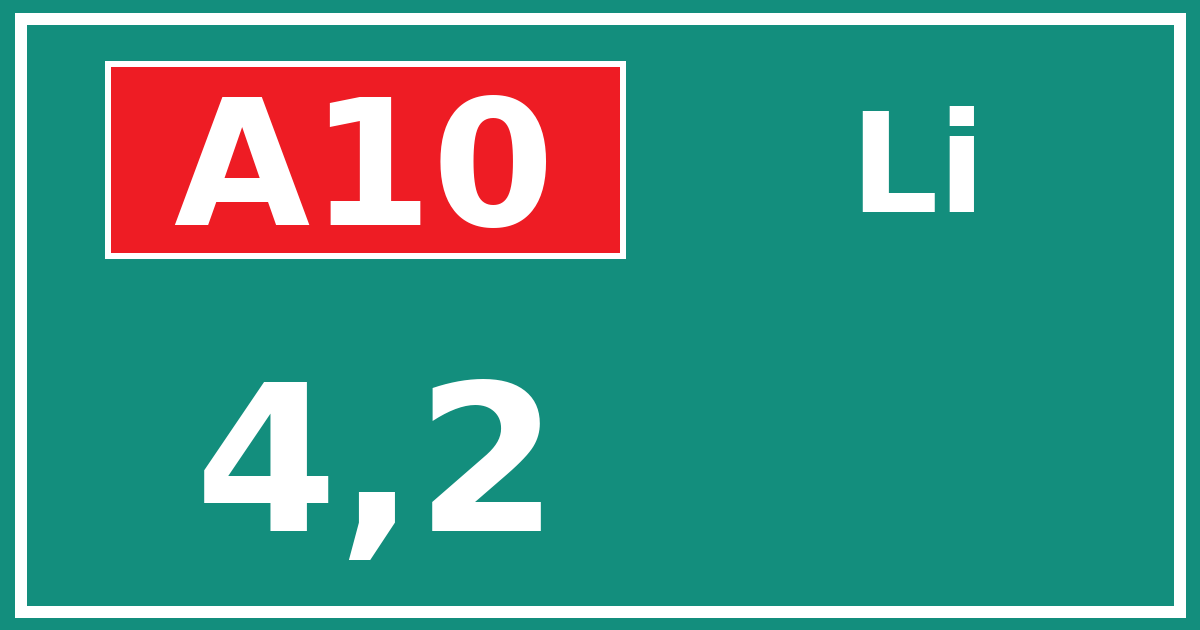 Hectometerbord A10 4,2 zijde Li