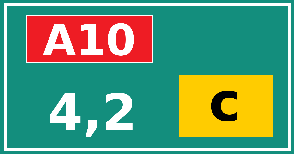Hectometerbord A10 4,2 letter c