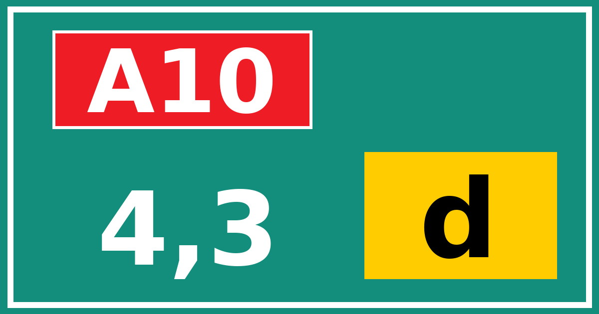 Hectometerbord A10 4,3 letter d