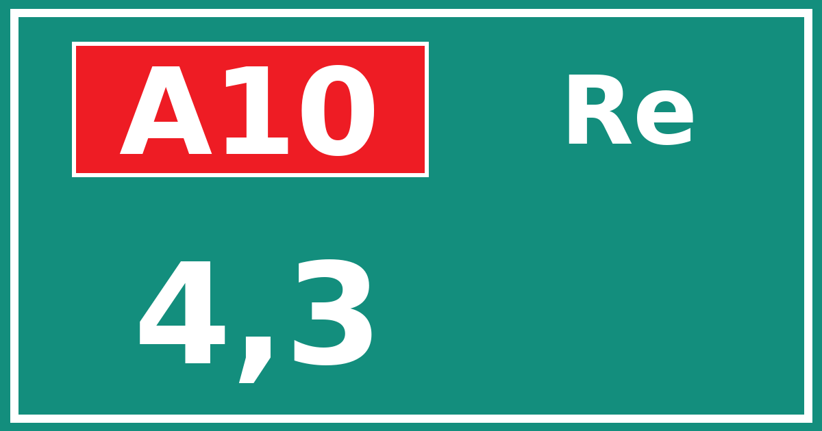 Hectometerbord A10 4,3 zijde Re