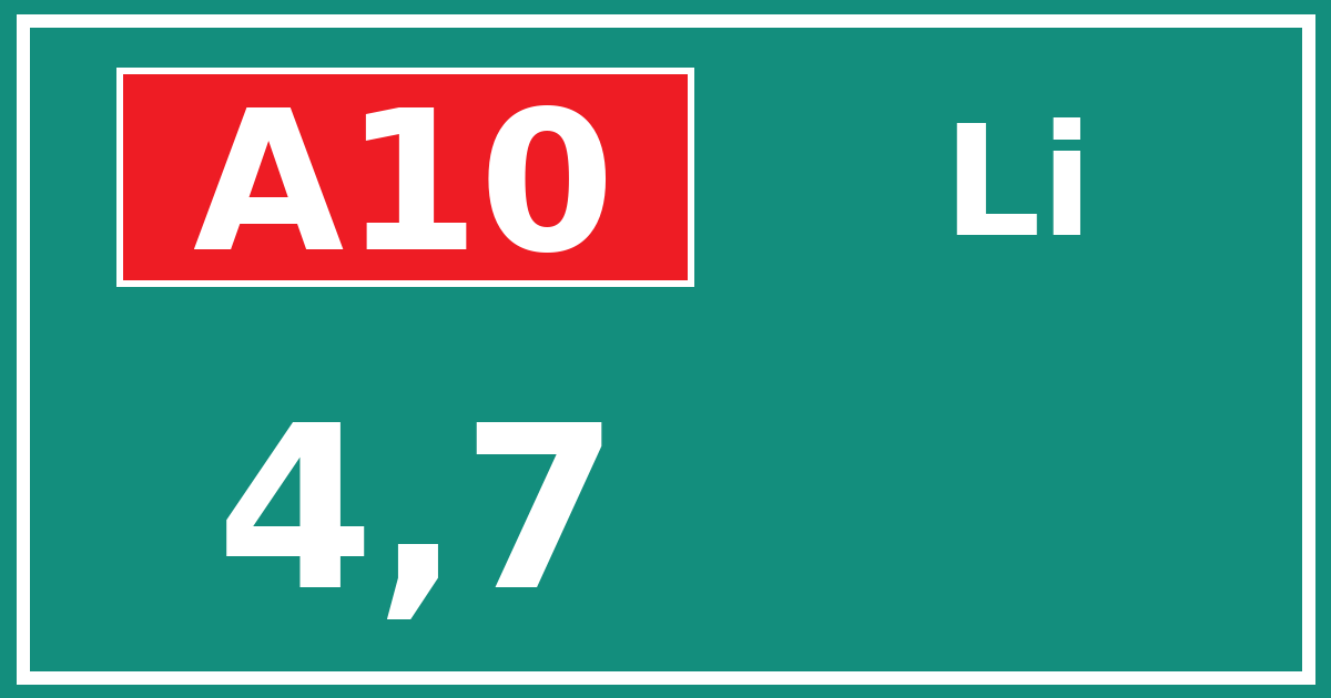 Hectometerbord A10 4,7 zijde Li