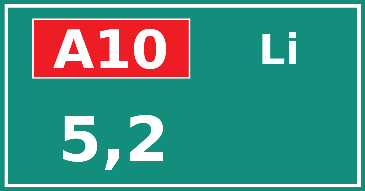 Hectometerbord A10 5,2 zijde Li