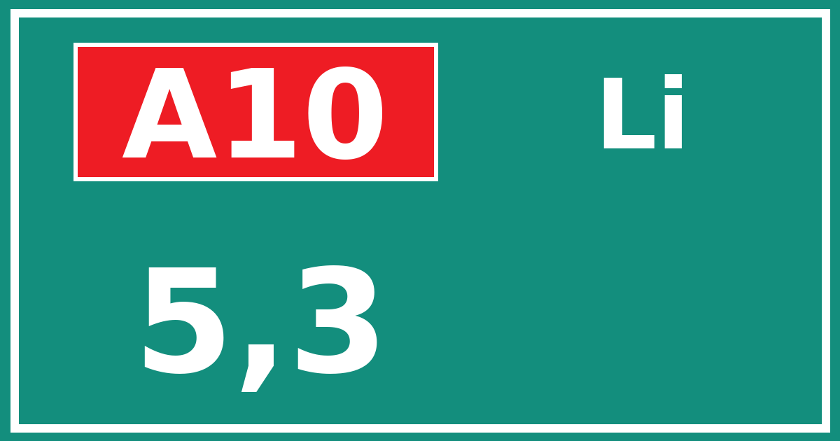 Hectometerbord A10 5,3 zijde Li