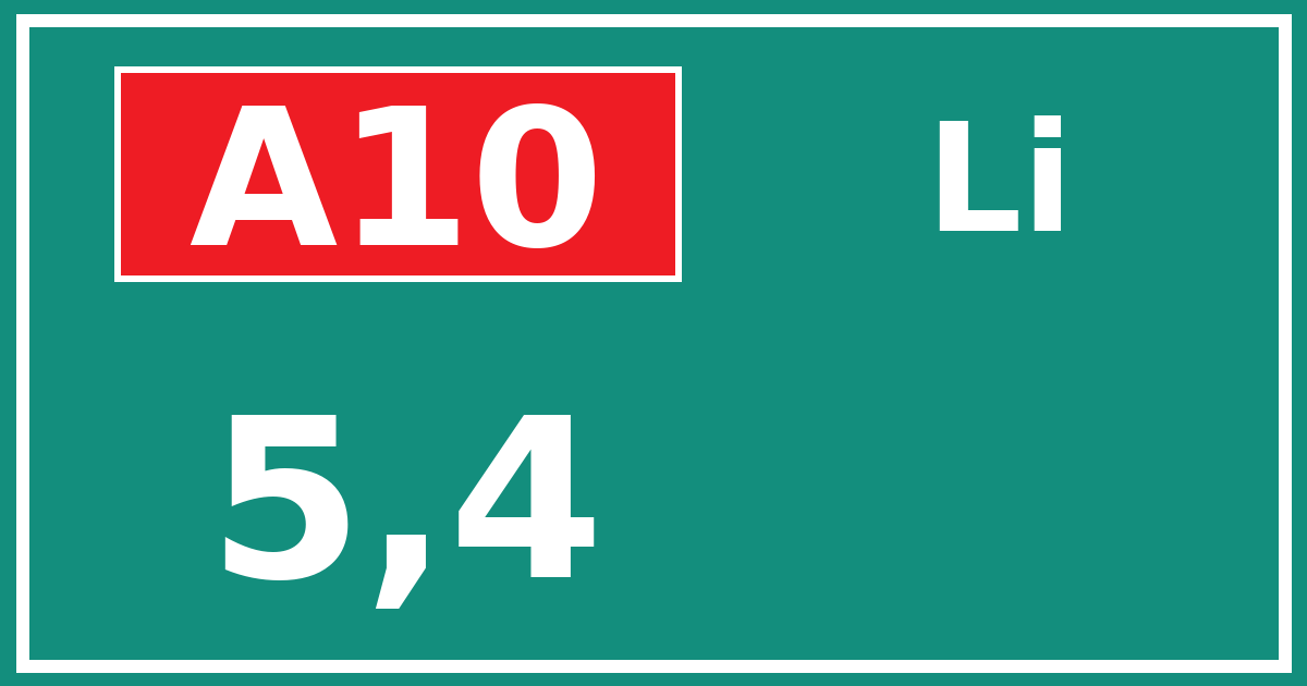 Hectometerbord A10 5,4 zijde Li