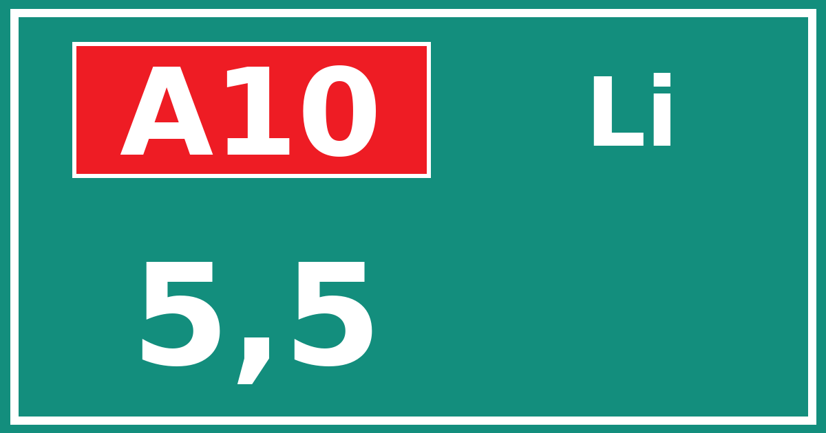 Hectometerbord A10 5,5 zijde Li