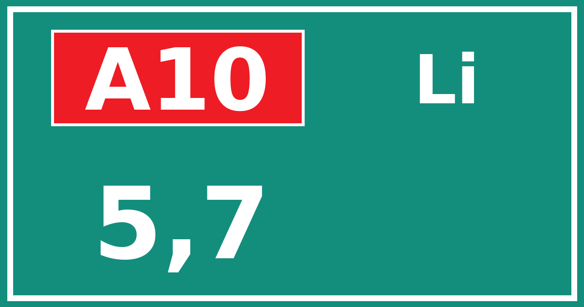 Hectometerbord A10 5,7 zijde Li
