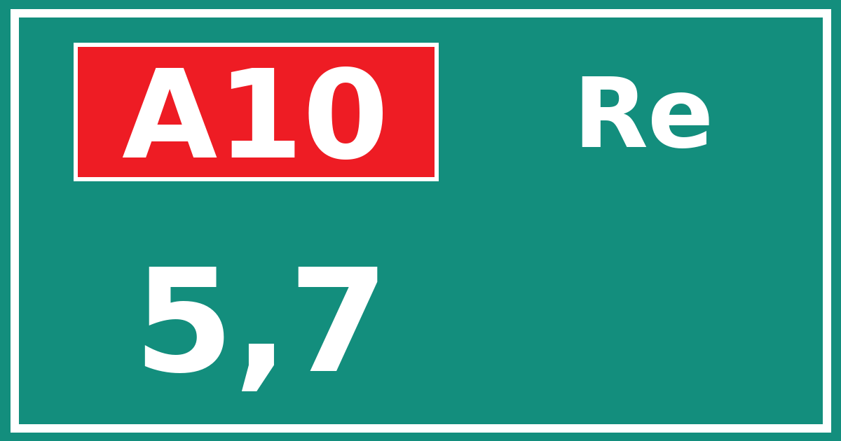 Hectometerbord A10 5,7 zijde Re