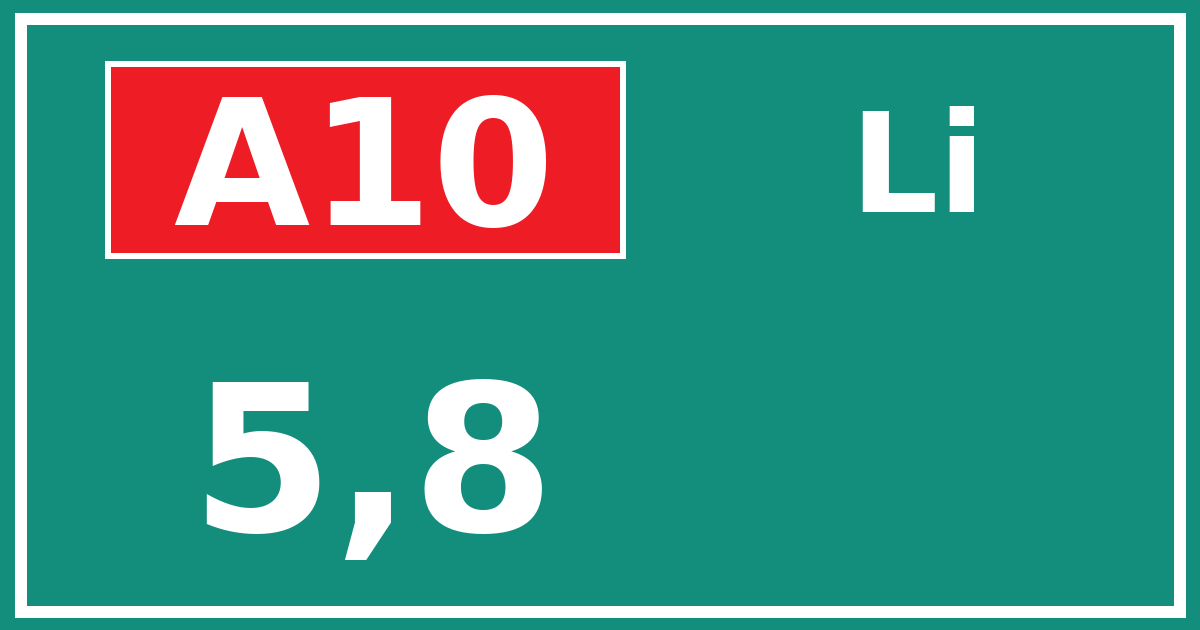 Hectometerbord A10 5,8 zijde Li