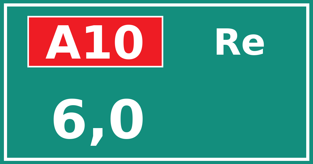 Hectometerbord A10 6,0 zijde Re