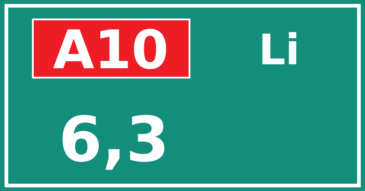 Hectometerbord A10 6,3 zijde Li