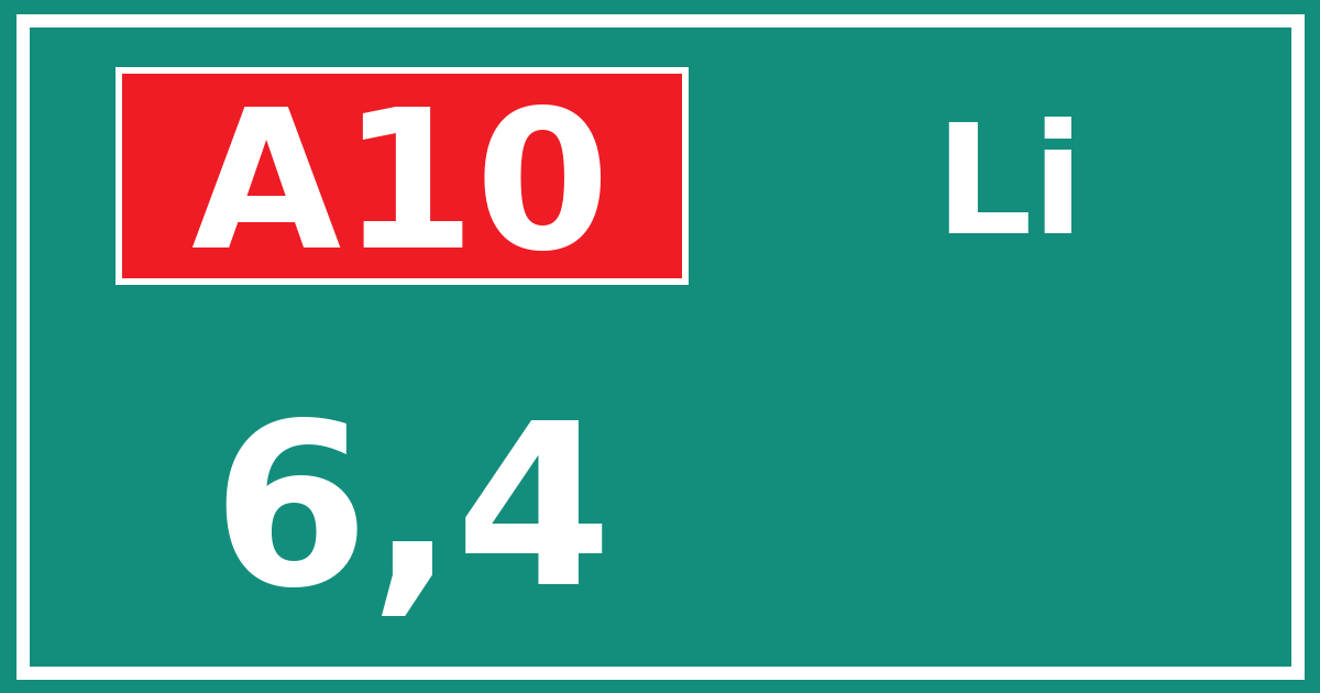 Hectometerbord A10 6,4 zijde Li