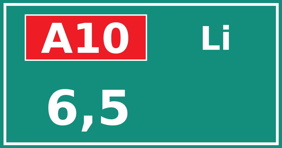 Hectometerbord A10 6,5 zijde Li