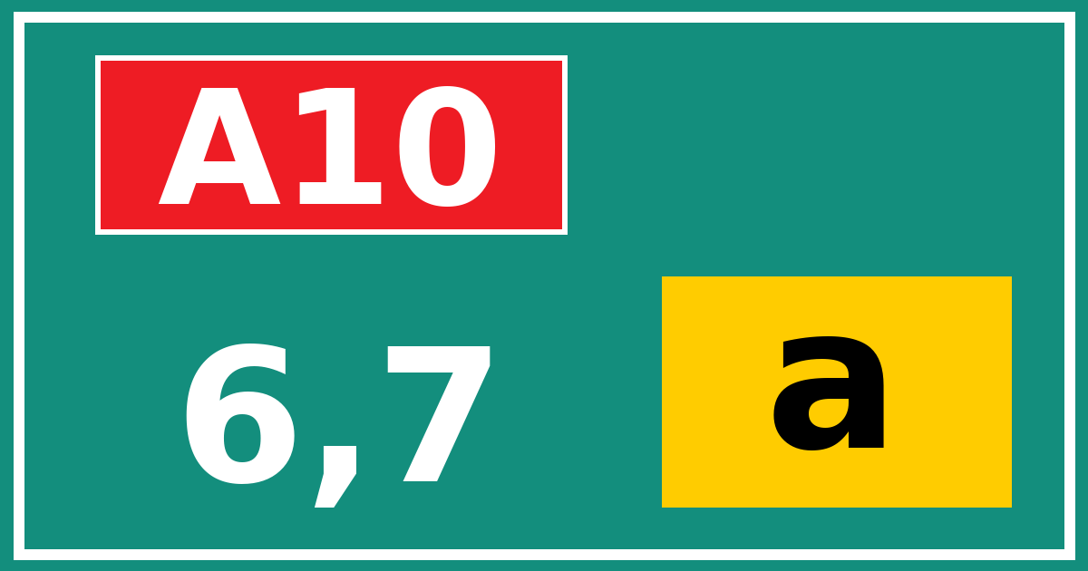 Hectometerbord A10 6,7 letter a