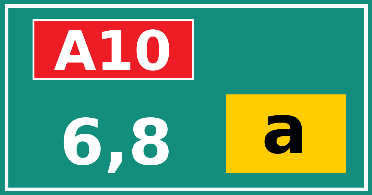 Hectometerbord A10 6,8 letter a