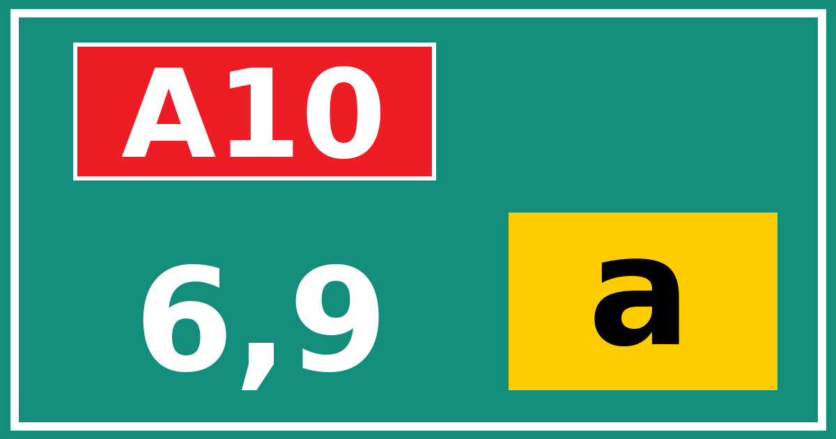 Hectometerbord A10 6,9 letter a