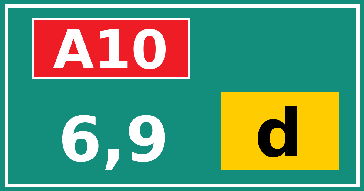 Hectometerbord A10 6,9 letter d