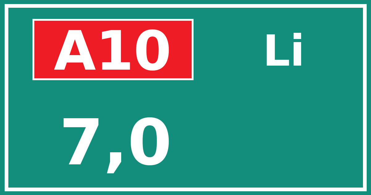 Hectometerbord A10 7,0 zijde Li