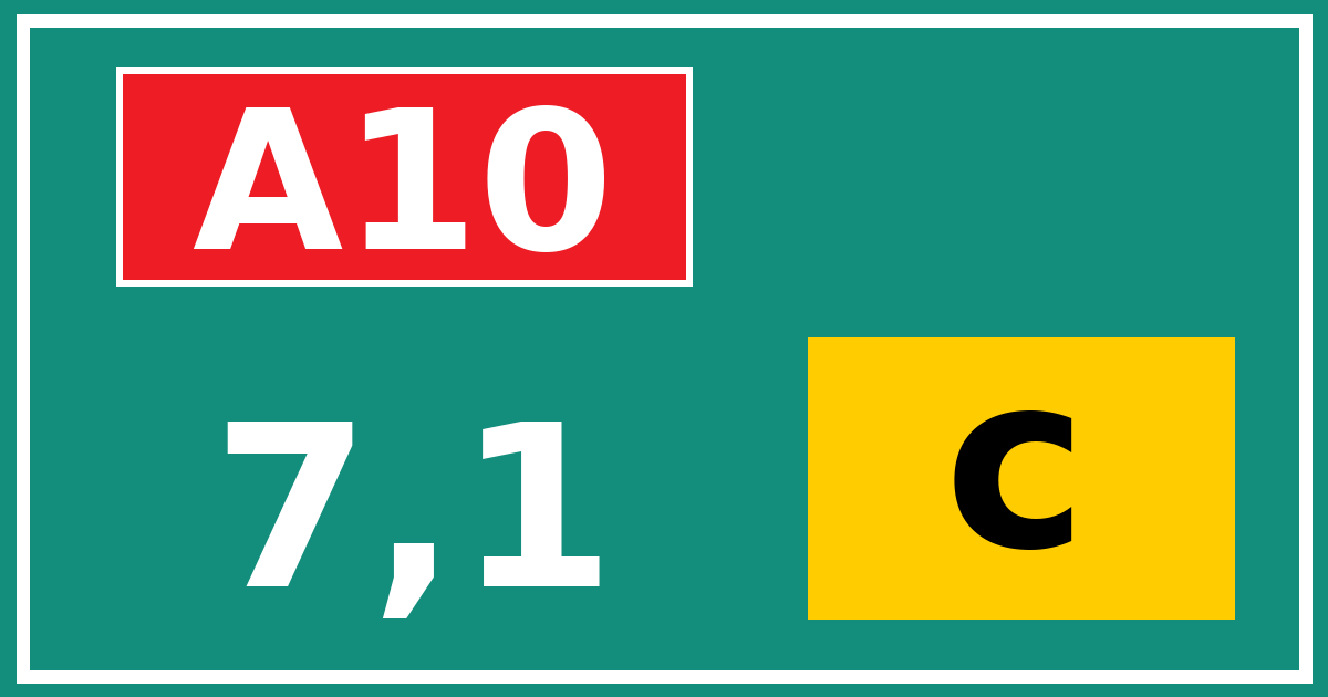 Hectometerbord A10 7,1 letter c