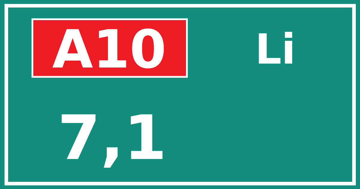 Hectometerbord A10 7,1 zijde Li