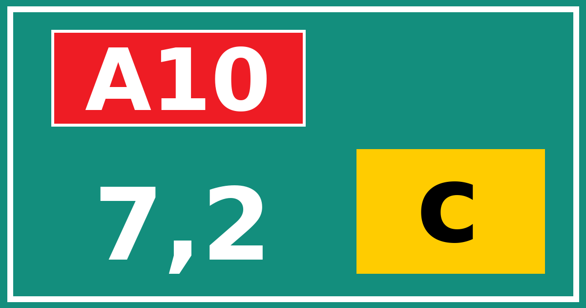 Hectometerbord A10 7,2 letter c