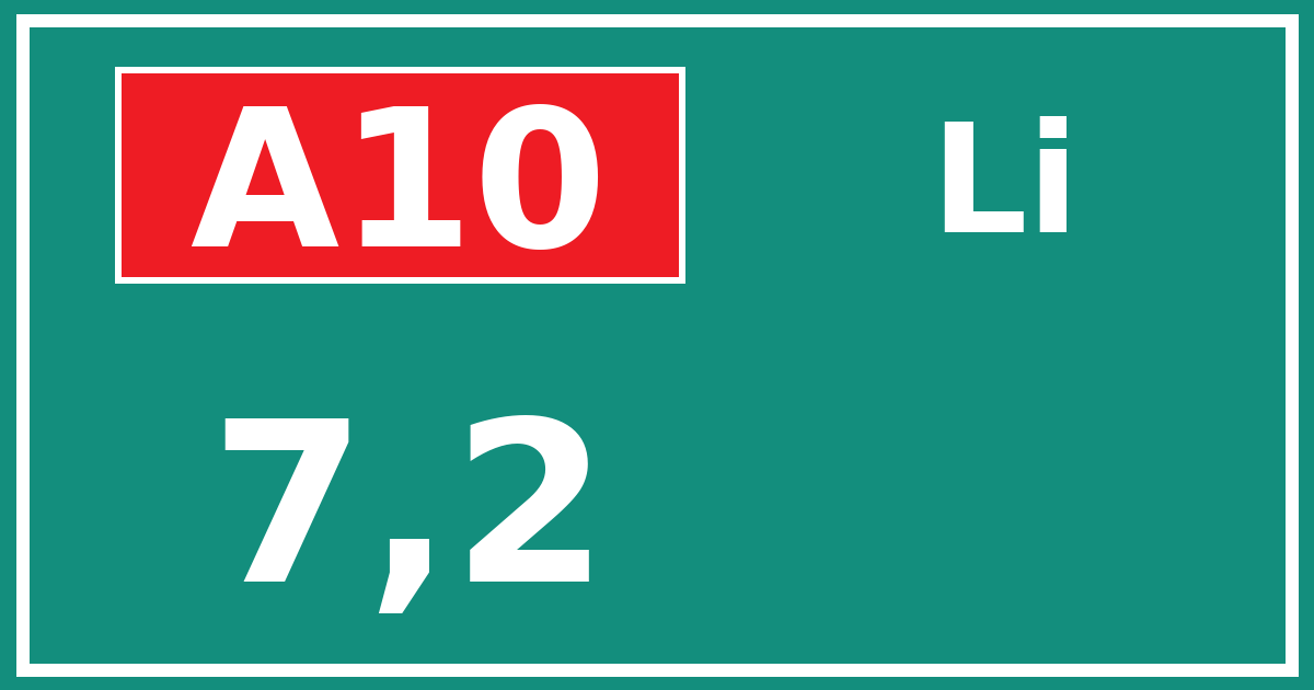 Hectometerbord A10 7,2 zijde Li