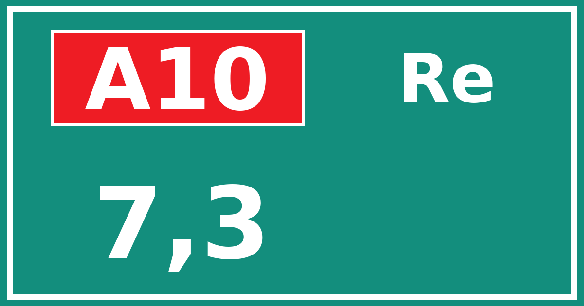 Hectometerbord A10 7,3 zijde Re