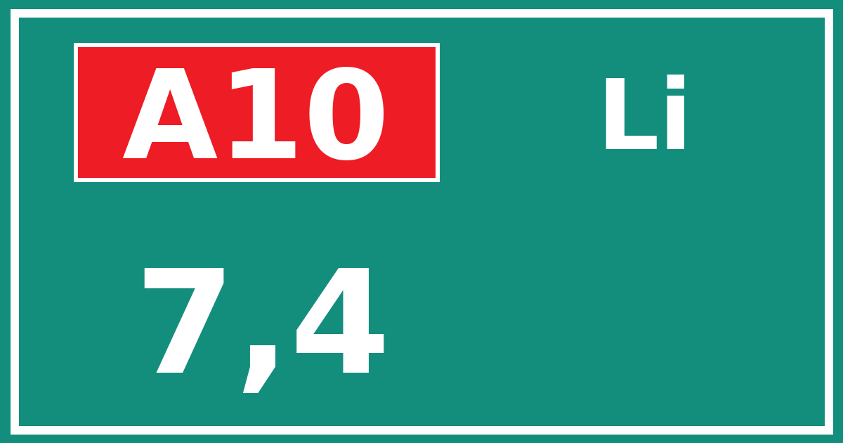 Hectometerbord A10 7,4 zijde Li