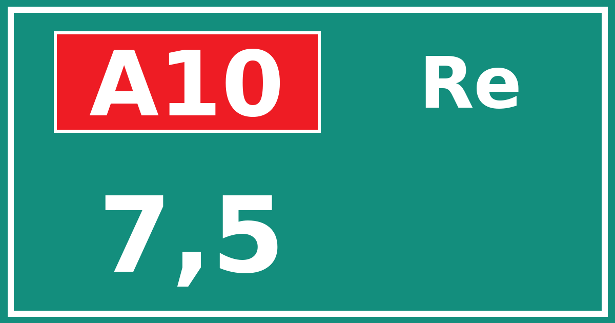 Hectometerbord A10 7,5 zijde Re