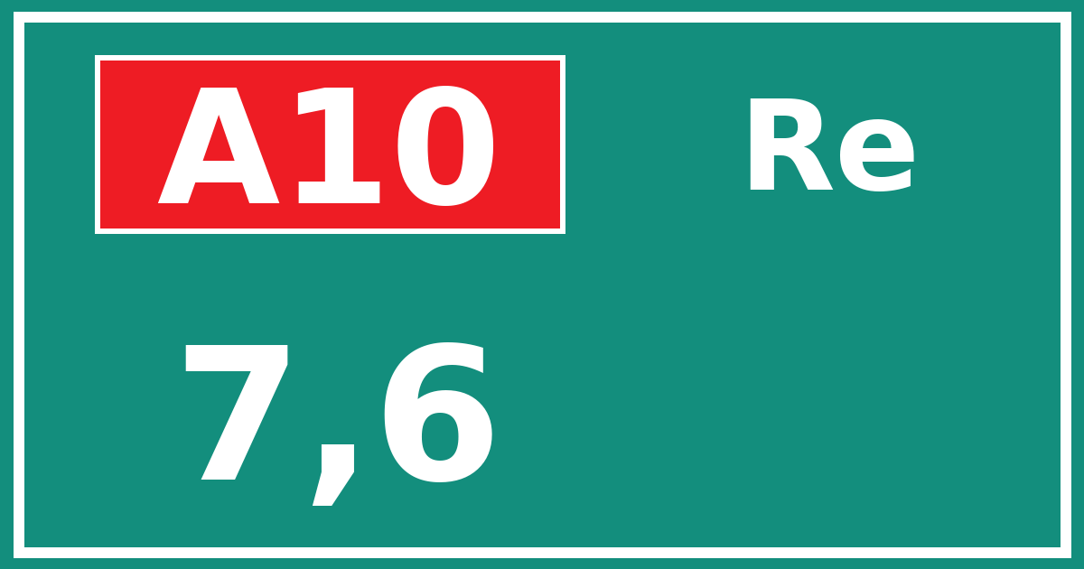 Hectometerbord A10 7,6 zijde Re