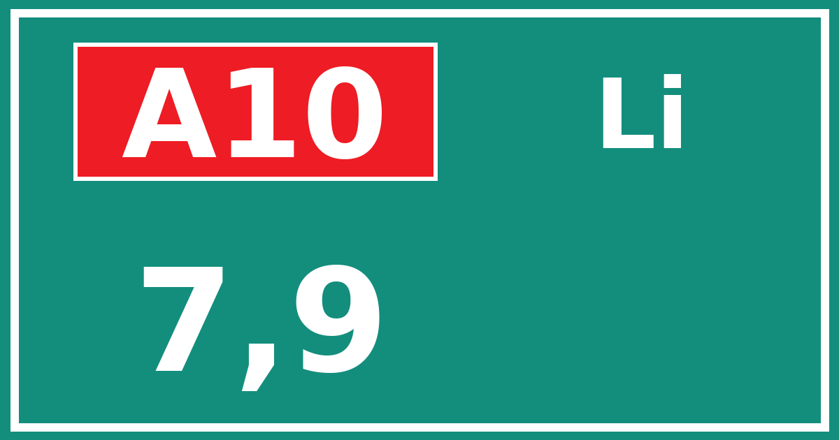 Hectometerbord A10 7,9 zijde Li